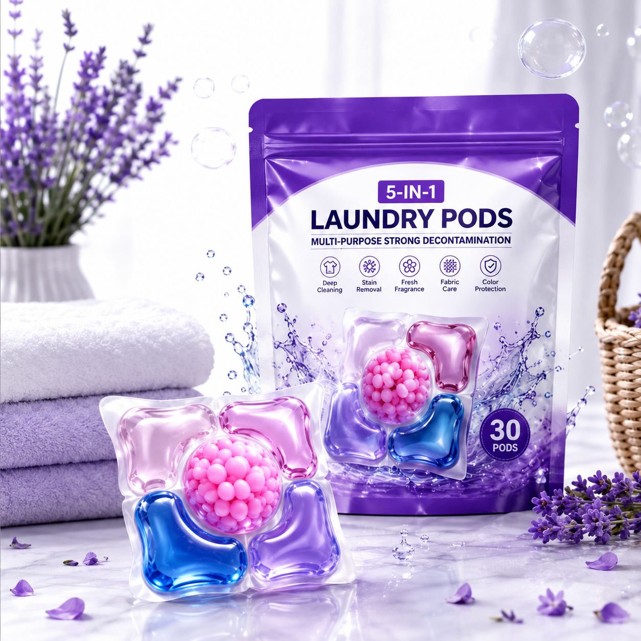 Multi-purpose Strong Decontamination Detergent Cloth Washing pod